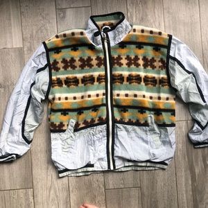 90s Zip Up Fleece Windbreaker - Size Small